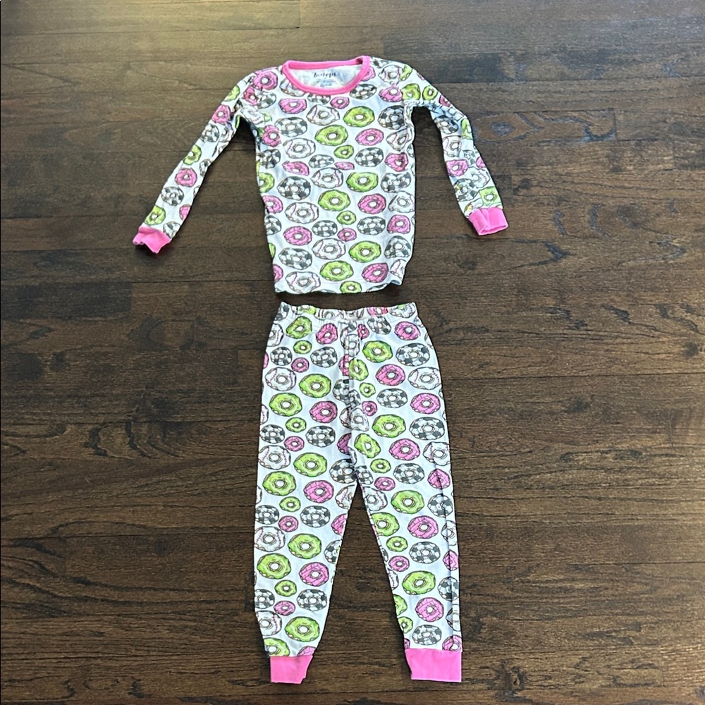 Baby Steps Girls Sport Donut Print Pajama Set - Pink & Green Size 4
